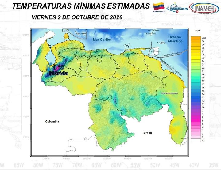 Clima hoy 2 de octubre de 2026 en Venezuela