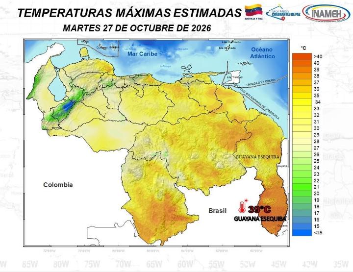 Clima hoy 27 de octubre de 2026 en Venezuela