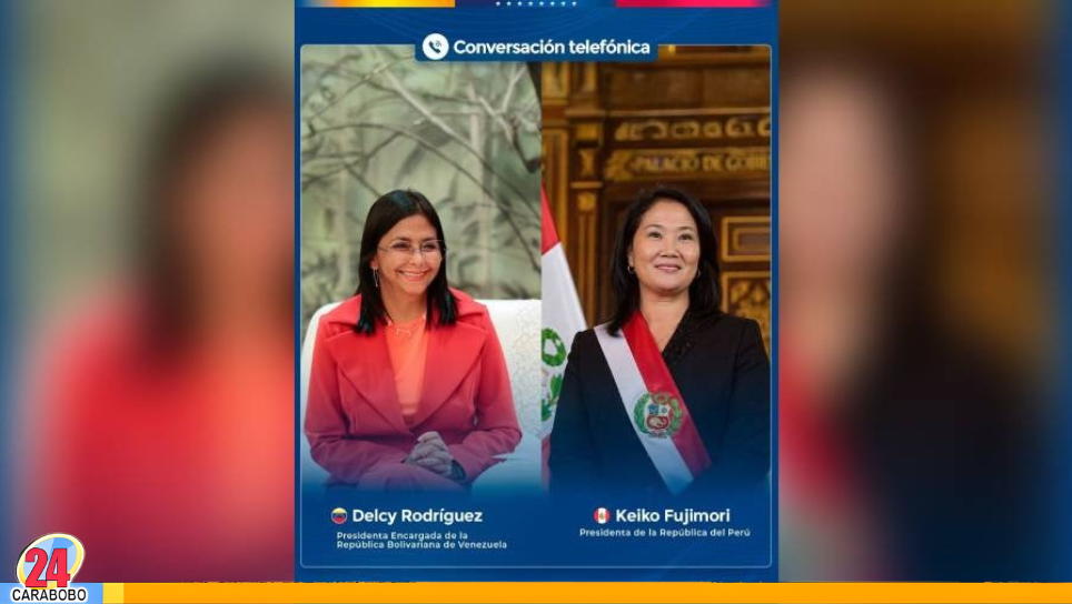 Delcy Rodríguez conversa con Perú