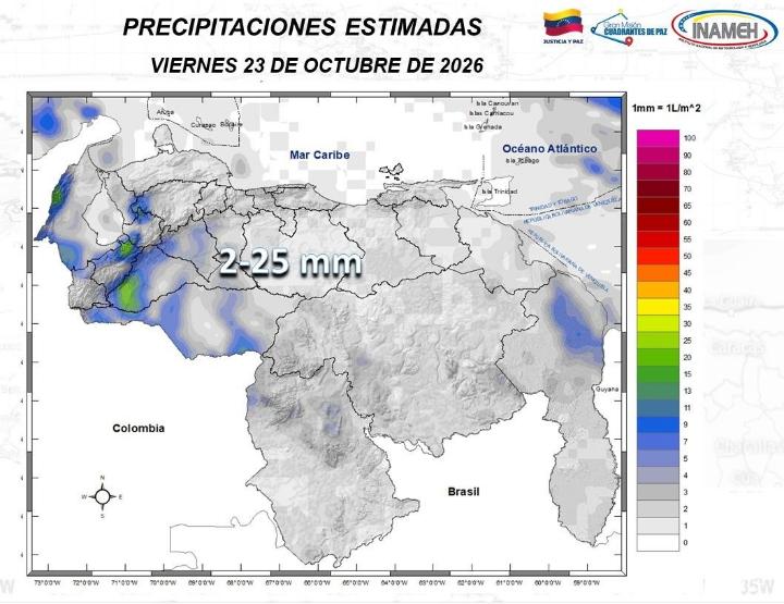 Estado del tiempo hoy 23 de octubre de 2026