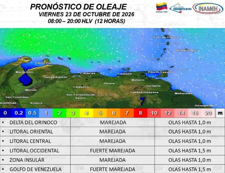 Estado del tiempo hoy 23 de octubre de 2026