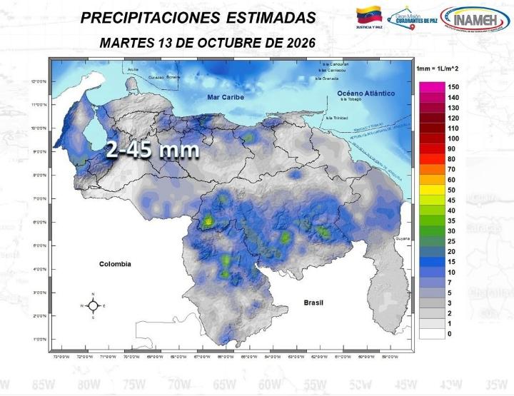 Estado del tiempo hoy 13 de octubre de 2026