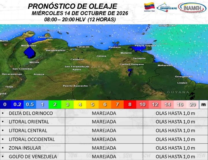 Estado del tiempo hoy 14 de octubre de 2026