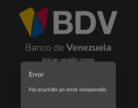 Fallas en la Plataforma del Banco de Venezuela