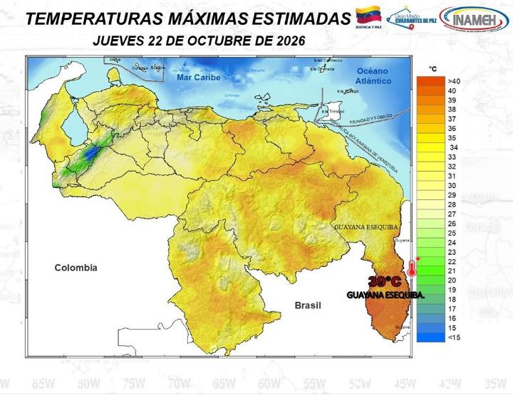 Clima en Venezuela hoy 22 de octubre de 2026 