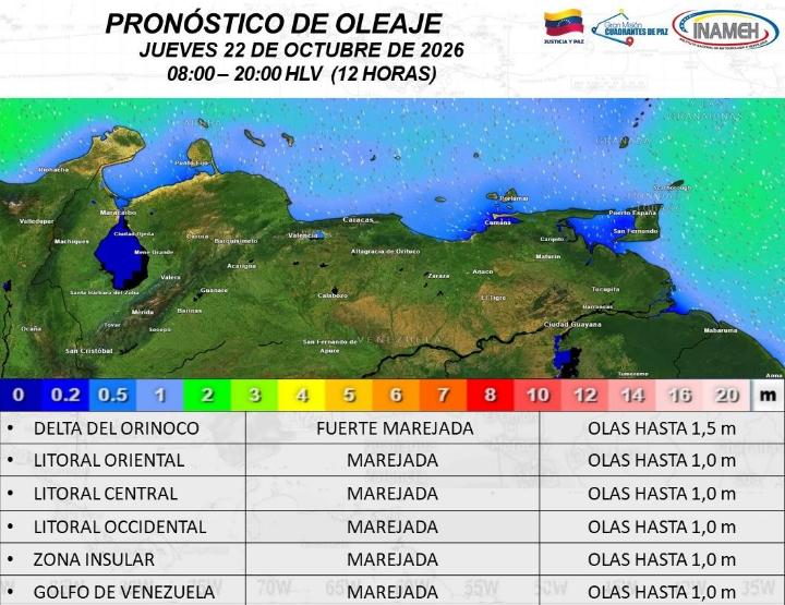 Clima en Venezuela hoy 22 de octubre de 2026 