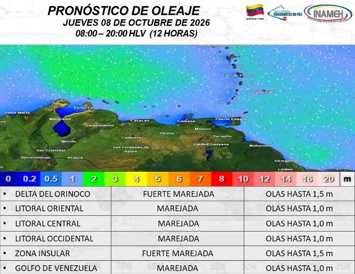 Clima en Venezuela hoy 8 de octubre de 2026