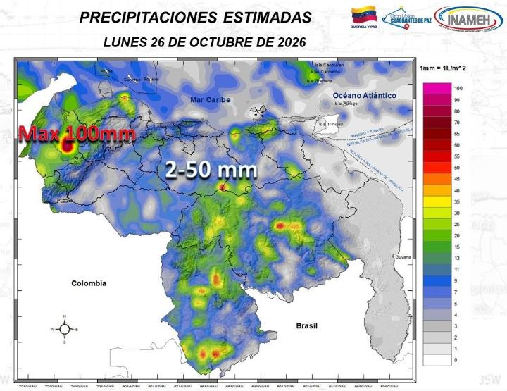 Estado del clima hoy 26 de octubre en Venezuela