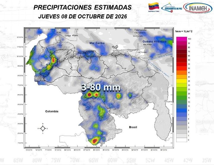 Clima en Venezuela hoy 8 de octubre de 2026